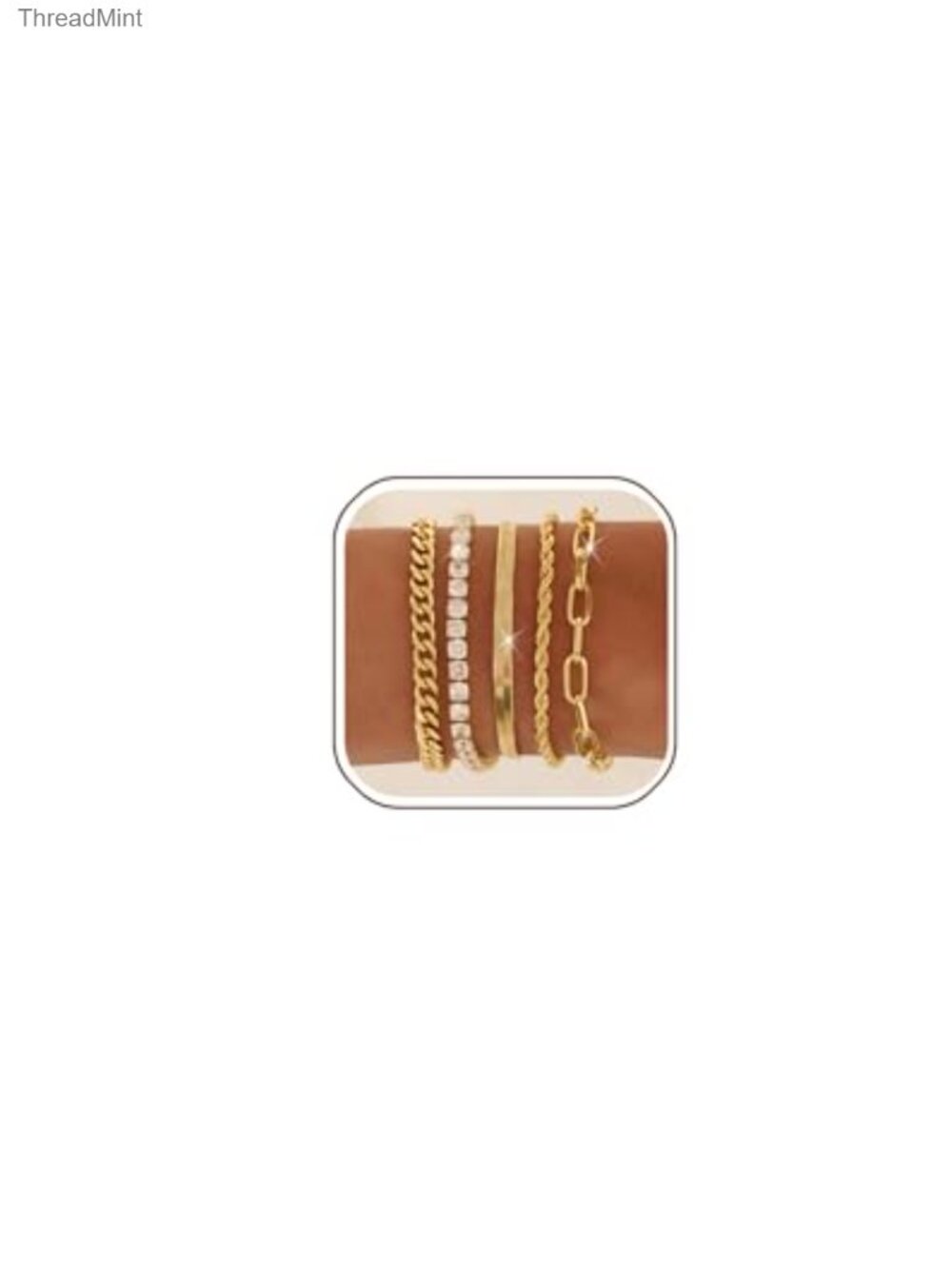 14K Gold Plated Stackable Bracelets Set - Adjustable Chain Bracelets for Women